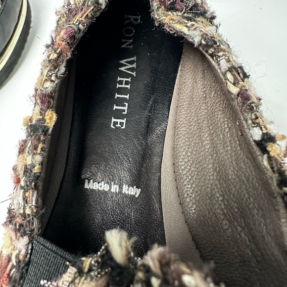 Ron White made Italy Black, Brown, Pink Women’s Tweed Loafers size 5.5 - Picture 9 of 12